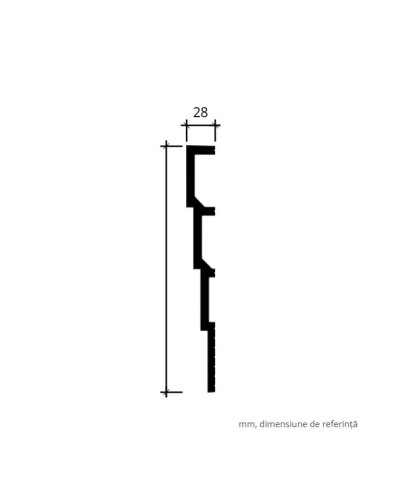 Panou decorativ riflat alb, dimensiuni 2.8 x 24 x 280 cm