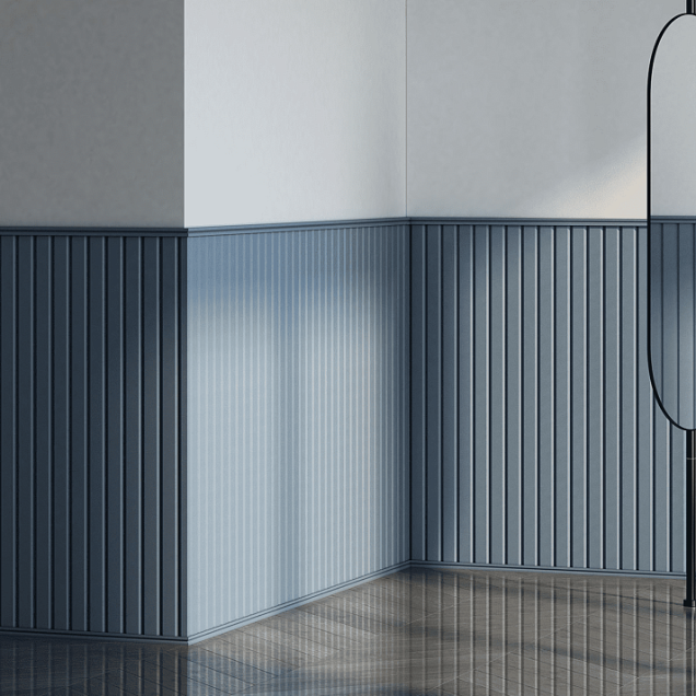 Panou decorativ riflat 3D alb