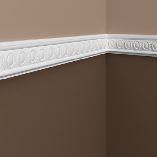 Brau decorativ alb cu model circular pentru perete