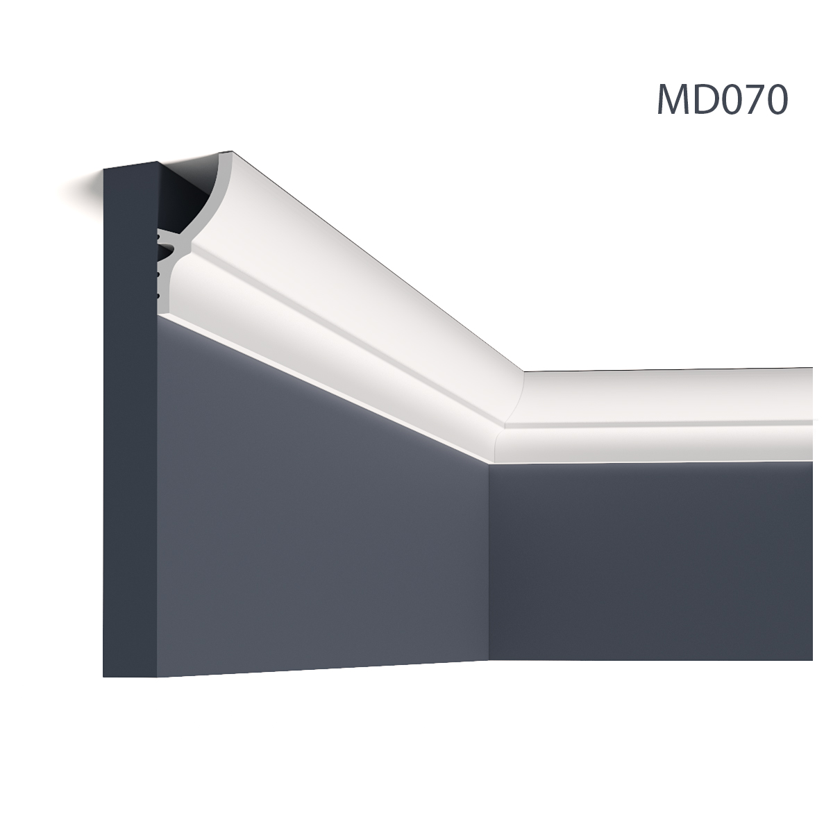 Cornisa decorativa pentru LED MD070, 200 X 7.2 X 4 cm, Mardom Decor, Cornișe tavan 
