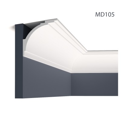 Cornisa decorativa pentru LED MD105, 240 X 10.8 X 12 cm, Mardom Decor, Cornișe tavan 