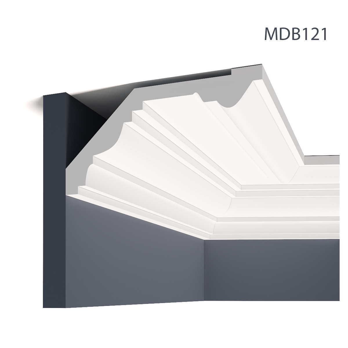 Cornisa decorativa MDB121, 240 X 11.6 X 22.4 cm, Mardom Decor, Cornișe tavan 