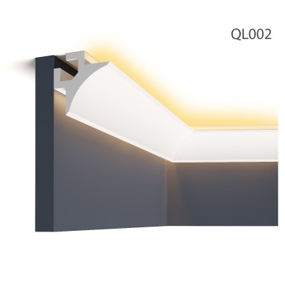 Cornisa decorativa pentru LED QL002, 200 X 8.5 X 8.5 cm, Mardom Decor, Cornișe tavan 