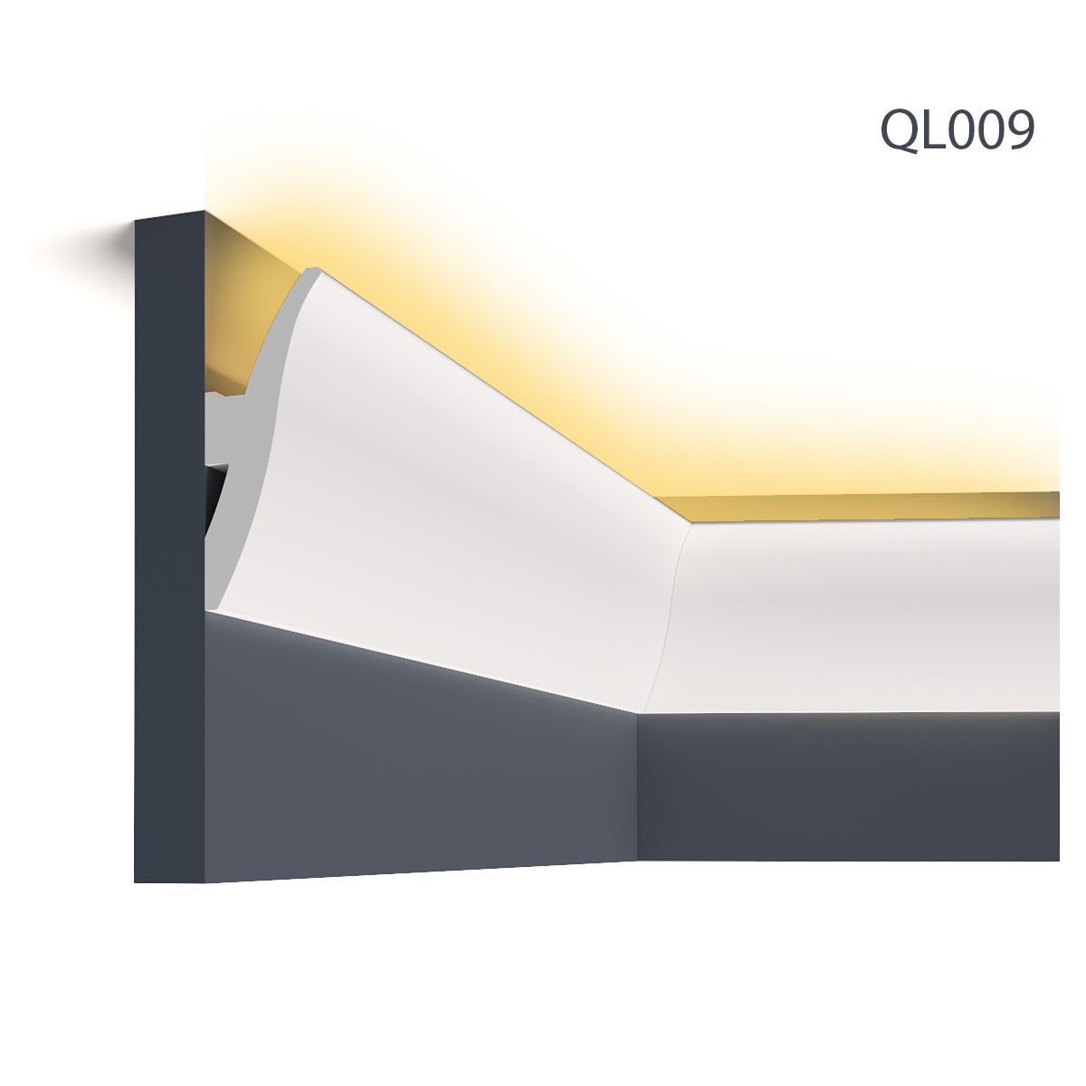 Cornisa decorativa pentru LED QL009, 200 X 12 X 4.7 cm, Mardom Decor, Cornișe tavan 