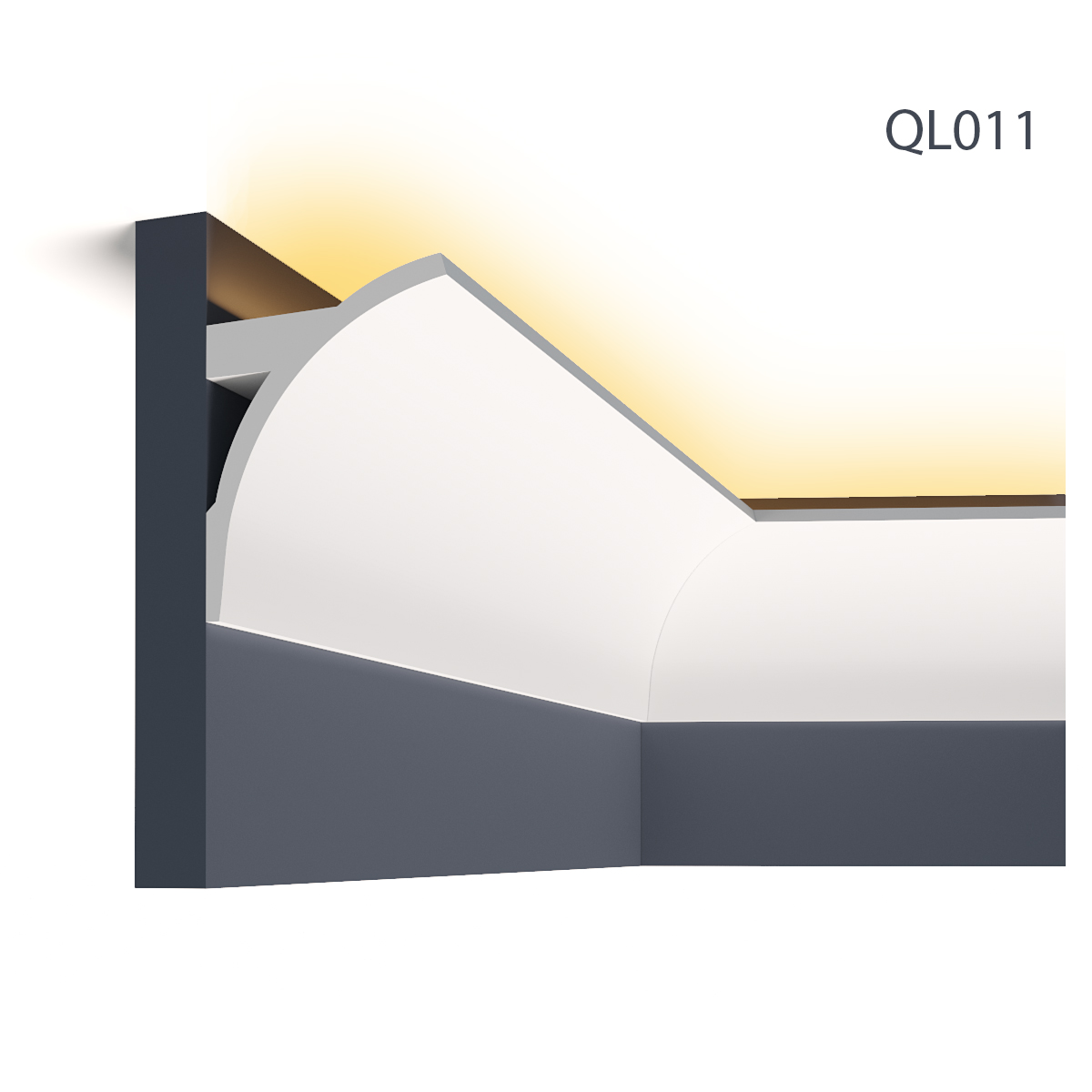 Cornisa decorativa pentru LED QL011, 200 X 12.3 X 9.5 cm, Mardom Decor, Cornișe tavan 