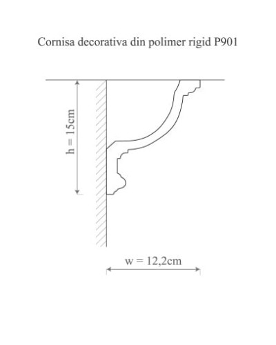 Cornișă decorativă din poliuretan P901 montată
