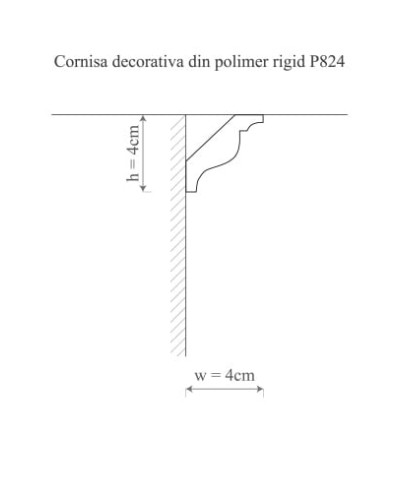 Cornișă decorativă din poliuretan montată la îmbinarea dintre tavan și perete
