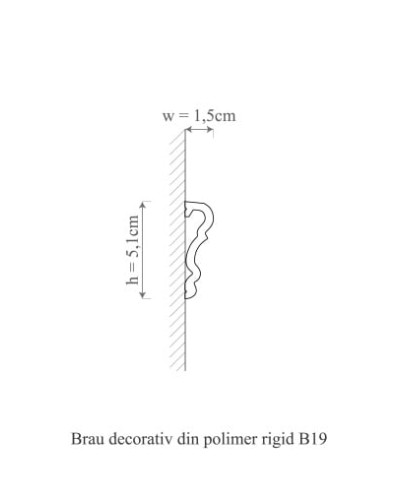 Brau decorativ alb din polimer rigid pe un perete colorat