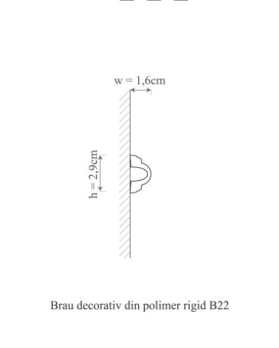 Brâu decorativ din polimer rigid, montat pe perete