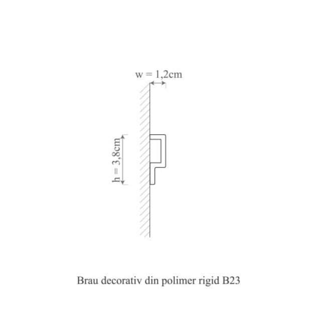 Brau decorativ din polimer rigid, alb, montat pe perete