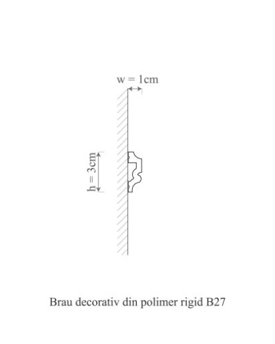 Brau decorativ din polimer rigid, alb, aplicat pe perete