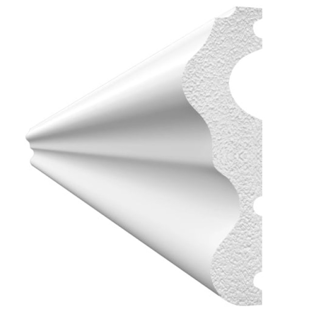 Brâu decorativ din polimer rigid, alb, montat pe perete