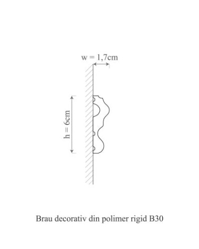 Brâu decorativ din polimer rigid, alb, montat pe perete
