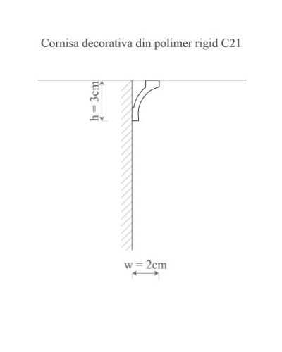 Cornișă decorativă din polimer rigid la îmbinarea dintre perete și tavan