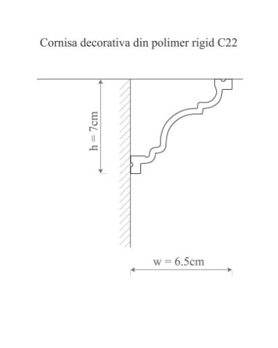 Cornișă decorativă din polimer rigid C22
