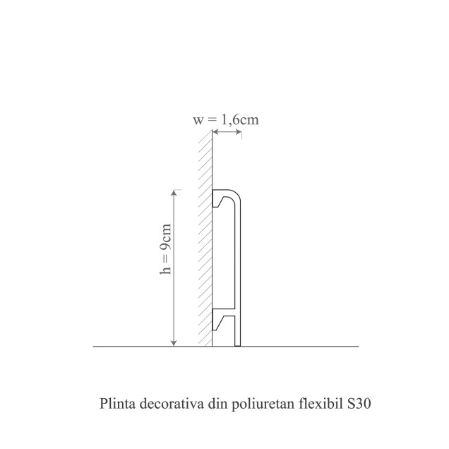 Plintă decorativă flexibilă din poliuretan, ideală pentru suprafețe curbe