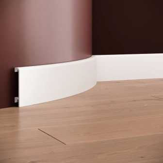 Plintă decorativă flexibilă din poliuretan, ideală pentru suprafețe curbe