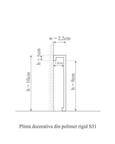 Plinta decorativa alba din polimer rigid