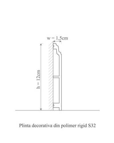 Plinta decorativa din polimer rigid S32 - 200 X 12 X 1.5 cm