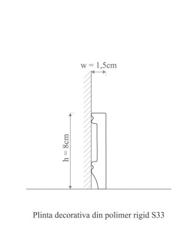 Plintă decorativă albă din polimer rigid