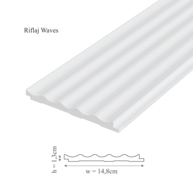Panou decorativ 3D, model Riflaj Waves, într-o baie modernă
