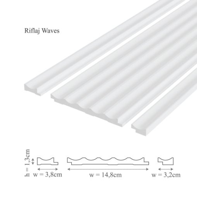 Panou decorativ 3D, model Riflaj Waves, într-o baie modernă