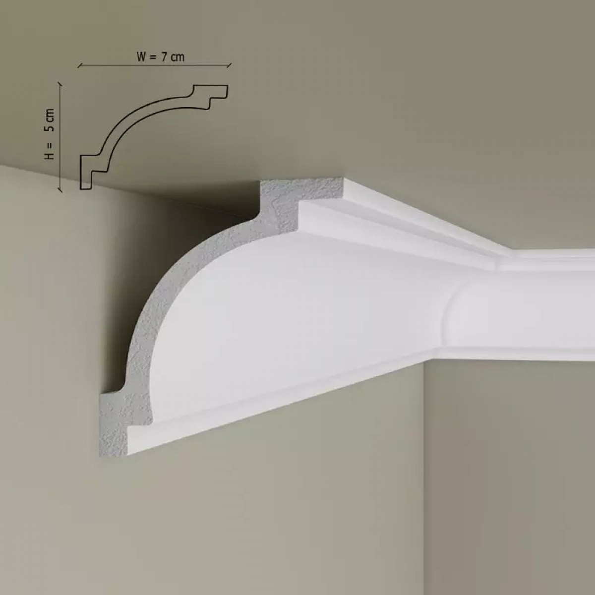 Cornișe tavan Manavi MNV-C12-5x7x200, material: polimer rigid