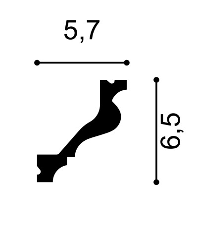 Cornișe tavan Manavi MNV-C13-6.5x5.7x200, material: polimer rigid