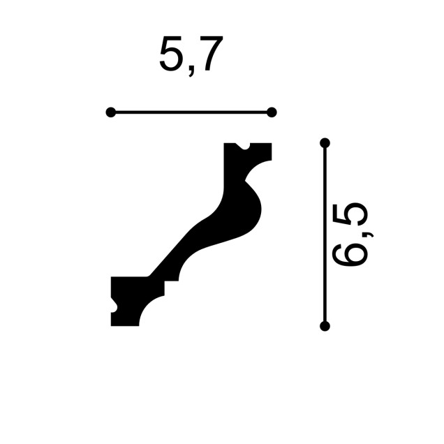Cornișe tavan Manavi MNV-C13-6.5x5.7x200, material: polimer rigid