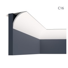Cornisa decorativa din polimer rigid C16 - 8.7 x 8.7 x 200 cm, Manavi