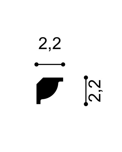 Cornișe tavan Manavi MNV-C2-2.2x2.2x200, material: polimer rigid