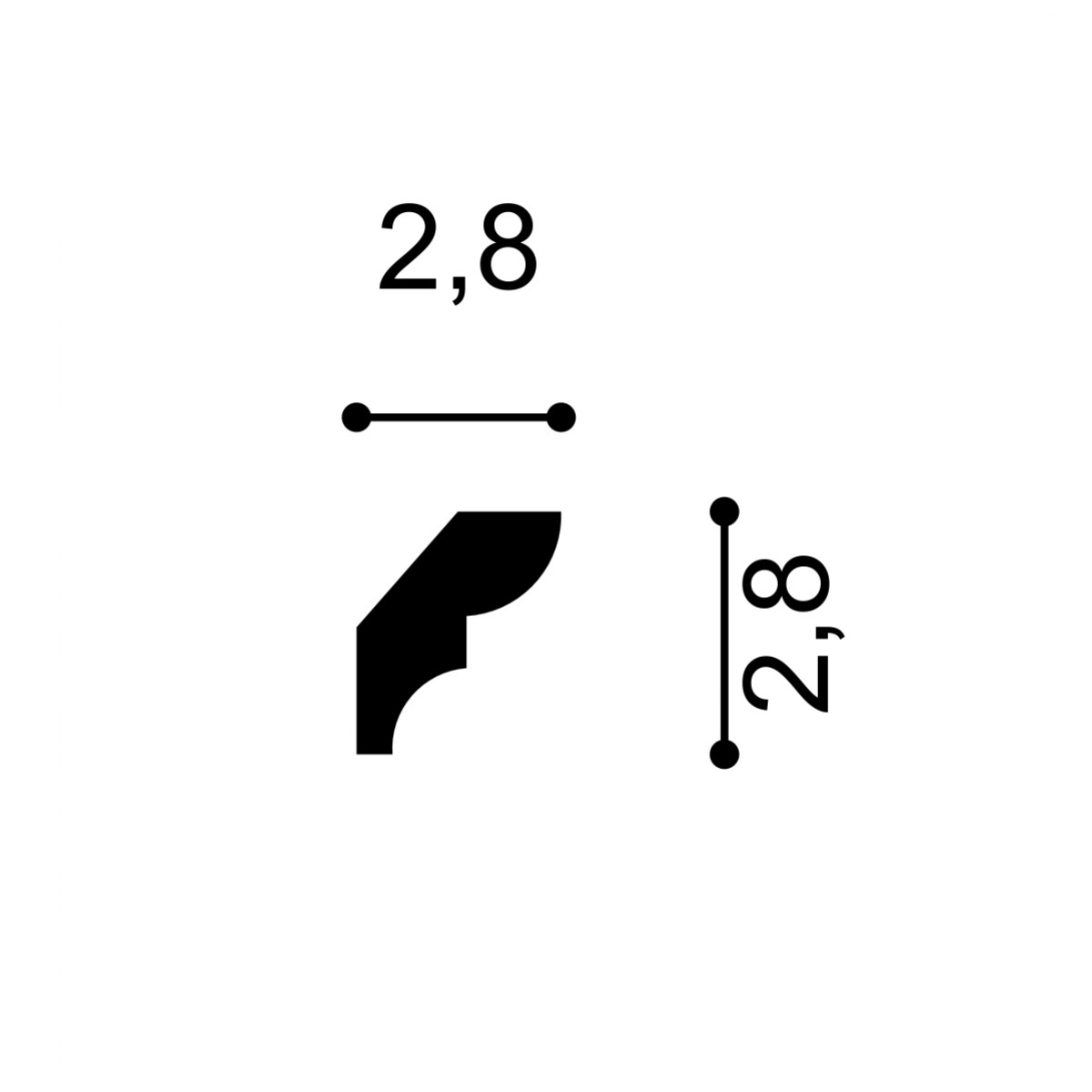 Cornișe tavan Manavi MNV-C3 - 2.8x2.8x200, material: polimer rigid