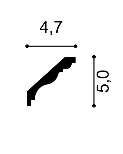 Cornișe tavan Manavi MNV-C5-5x4.7x200, material: polimer rigid