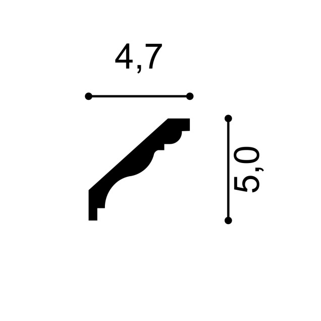 Cornișe tavan Manavi MNV-C5-5x4.7x200, material: polimer rigid