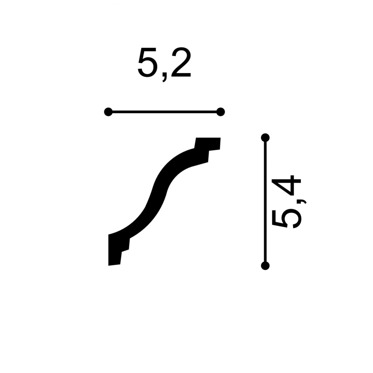 Cornișe tavan Manavi MNV-C6-5.4x5.2x200, material: polimer rigid
