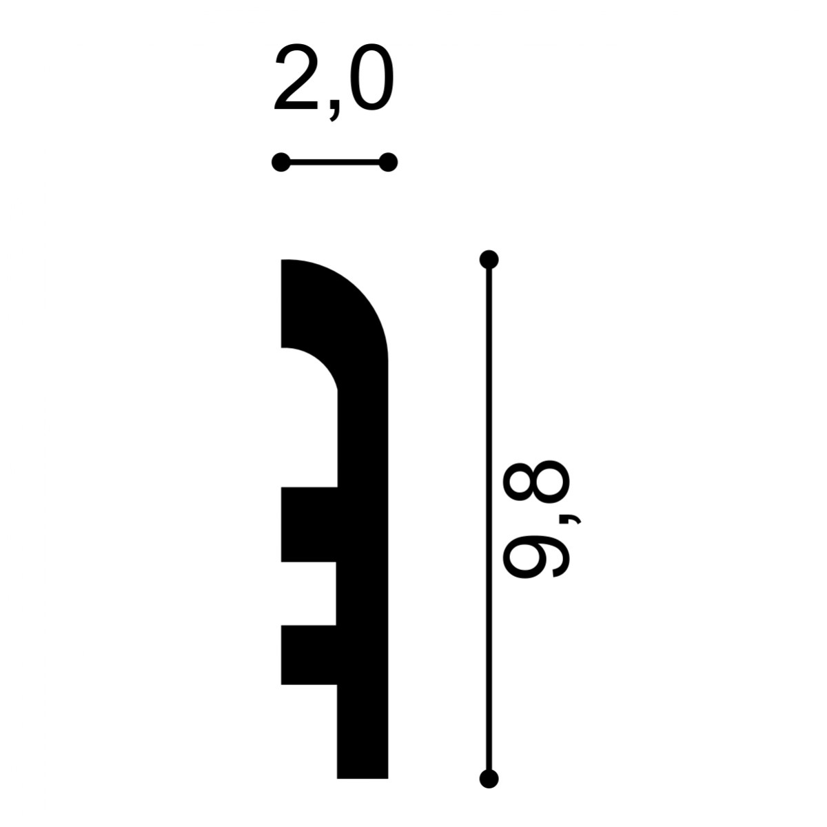 Plinta S7F, Dimensiuni: 200 X 9.8 X 2 cm, Plinte decorative 