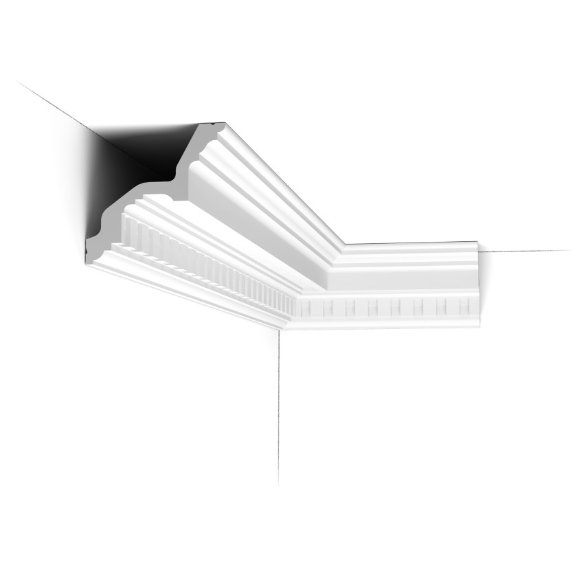 Cornisa decorativa alba pentru tavan cu design clasic