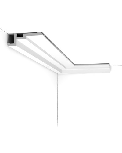 Cornișă decorativă tavan din duropolimer alb cu design U-Steps