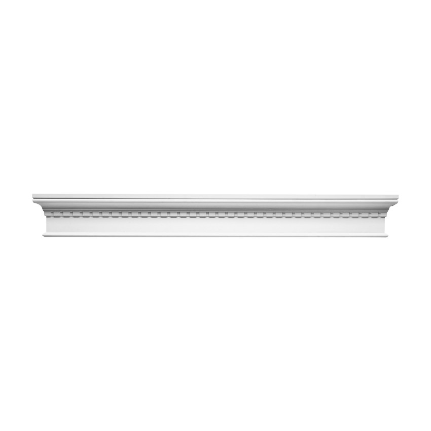 Element decorativ alb, tip fronton, aplicat pe perete