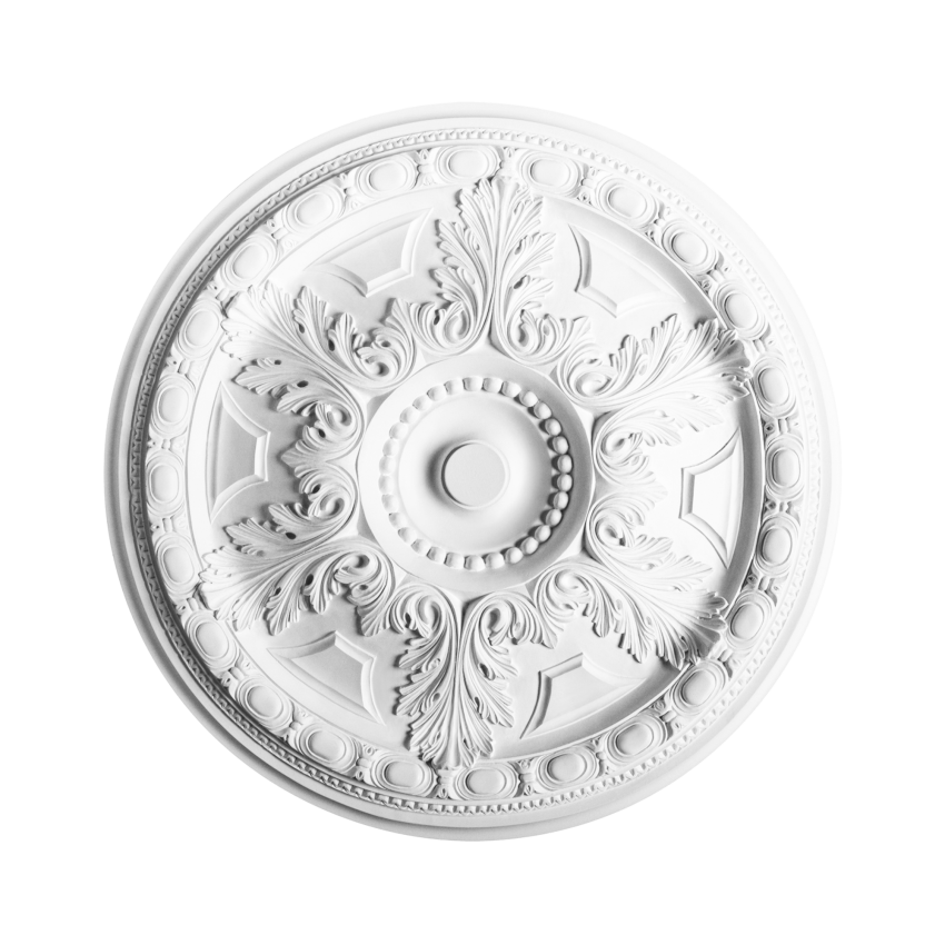 Rozetă decorativă albă cu model floral, diametru 71 cm