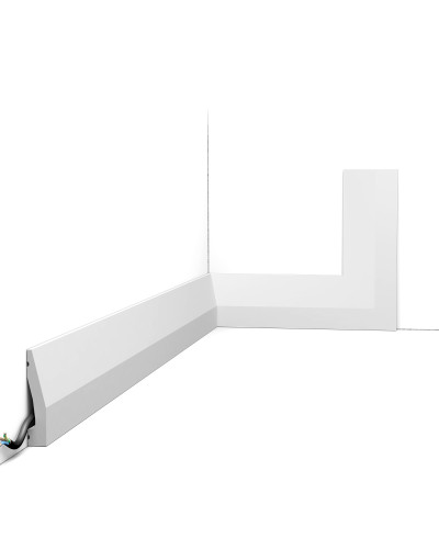 Plinta decorativa duropolimer alba, dimensiuni 200x6x1.2 cm