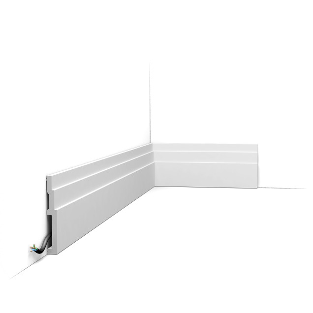 Plinta decorativa moderna alba, dimensiuni 200x12x1.6 cm