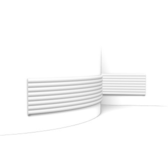 Panou decorativ riflat alb, 200 x 25 x 1.6 cm