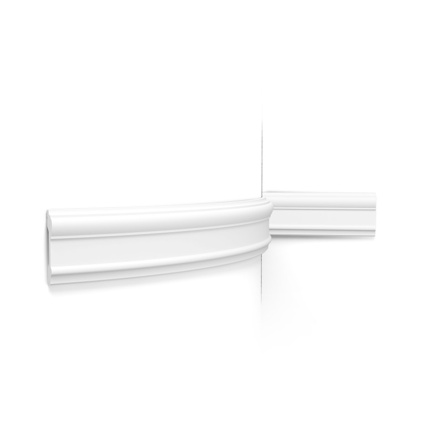 Brau decorativ flexibil alb montat pe perete albastru