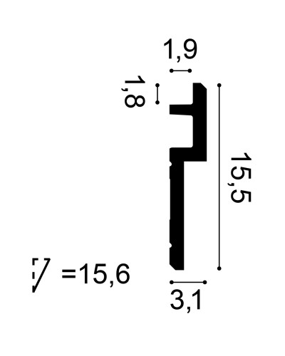 Profil decorativ modern alb, 200 x 15.5 x 3.3 cm