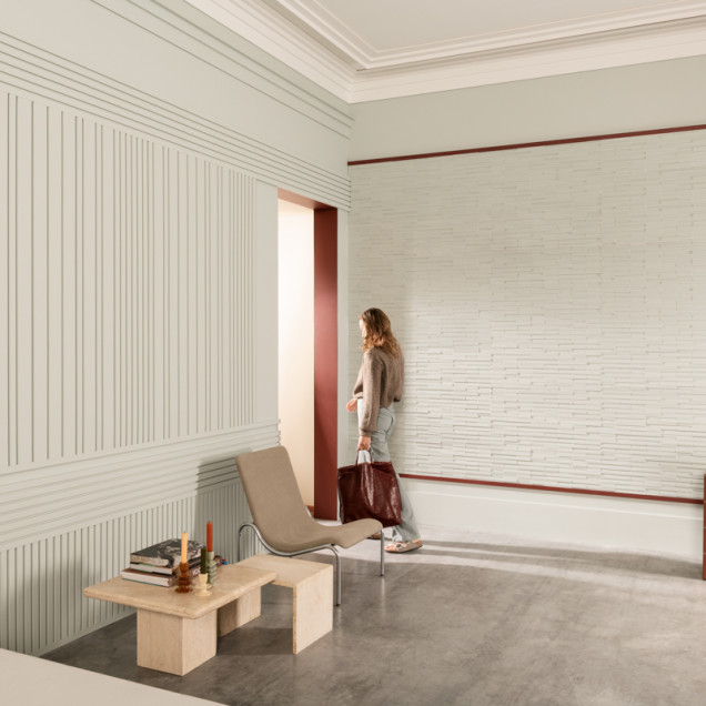 Panou decorativ riflat 3D alb