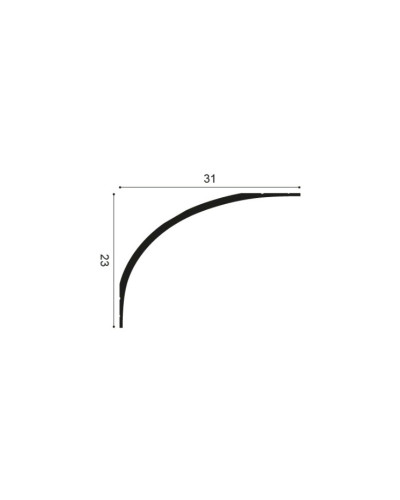 Cornisa decorativa alba pentru tavan cu dimensiunile 200 X 23 X 31 cm.