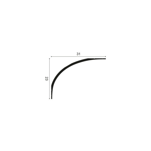Cornisa decorativa alba pentru tavan cu dimensiunile 200 X 23 X 31 cm.