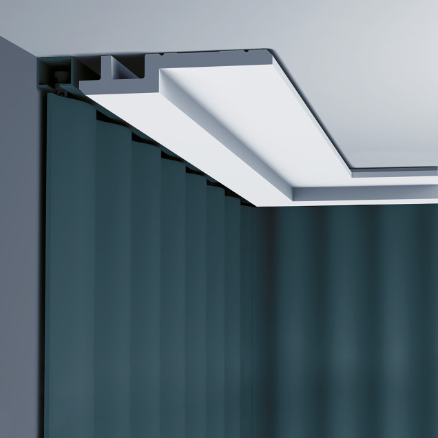 Profil decorativ modern alb, 200 x 15.5 x 3.3 cm