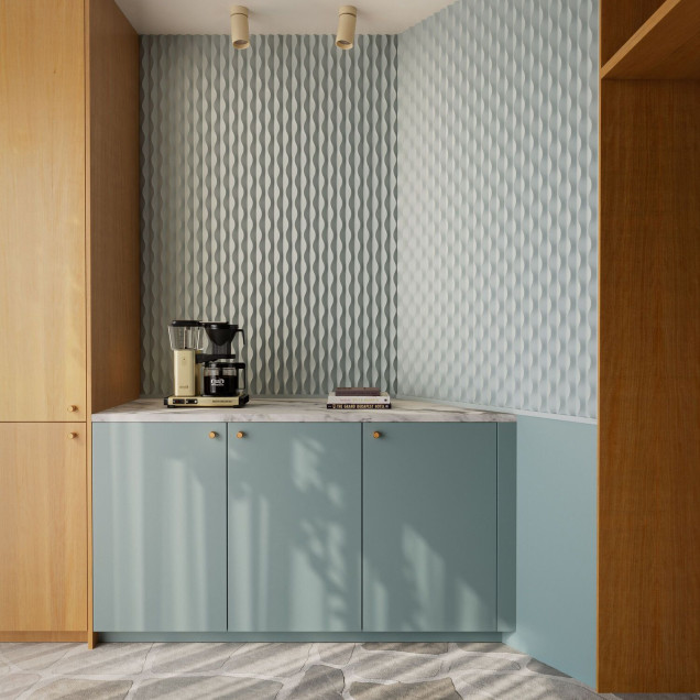 Panou decorativ alb cu design ondulat